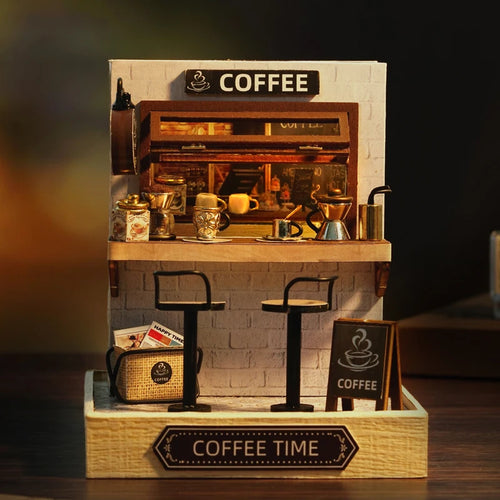 NEW DIY Wooden Mini Casa Doll Houses Miniature Building Kits with Furniture LED Coffee Store Dollhouse Toys for Friends Gifts