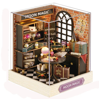 NEW DIY Wooden Moon Magic Room Mini Casa Miniature Building Kits Doll Houses with Furniture LED Light Dollhouse for Girls Gifts